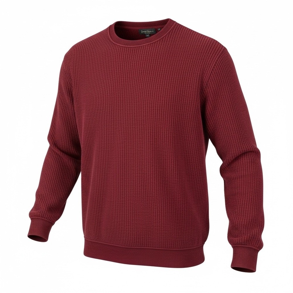 Farah Mens Ribbed Knit Crewneck Sweater Burgundy Red Cotton Blend Large FA10106